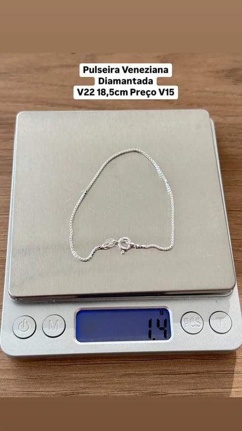 L4-20 Pulseira Veneziana Diamantada V22 18,5cm | Everest Jóias
