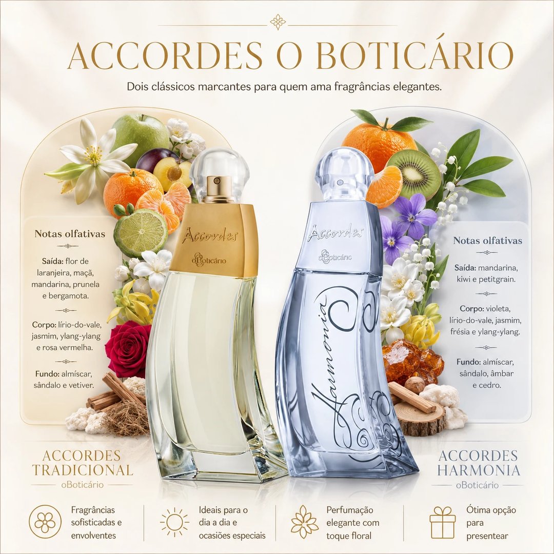 Perfume ACCORDES 80ml OBoticario | Loja Chrysdape