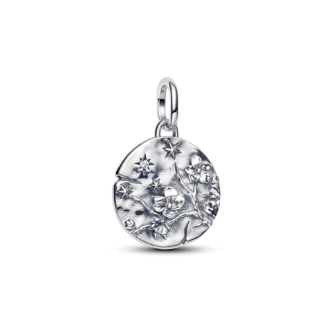 Charm Medalhão Flor De Cerejeira Prata | Like Joias e Acessórios