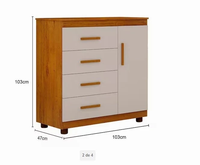 Cômoda Naine Munique com 4 Gavetas 1 Porta | ELETRO KIT (3)