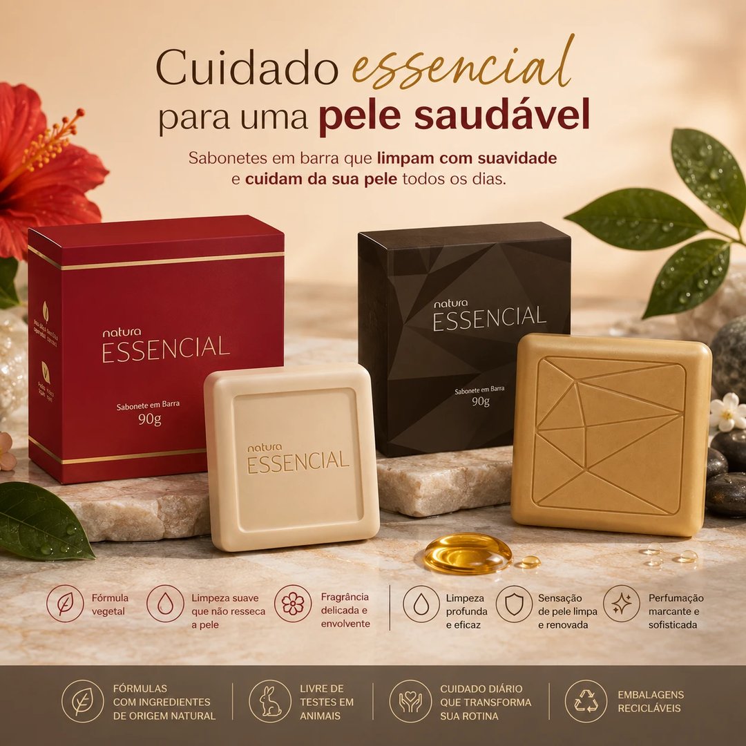 Sabonete em barra 90g Essencial | Loja Chrysdape