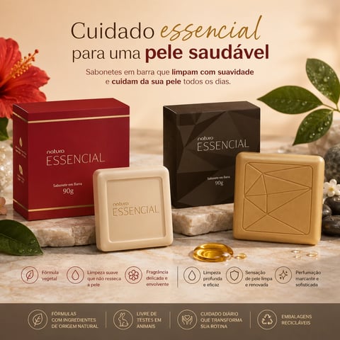 Sabonete em barra 90g Essencial | Loja Chrysdape