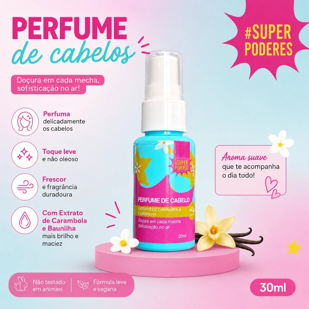 Perfume de cabelo 30ml EXTRATO DE CARAMBOLA E BAUNILHA | Loja Chrysdape