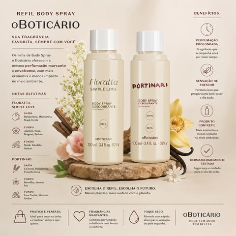 Refil Body spray O BOTICARIO 100ml | Loja Chrysdape