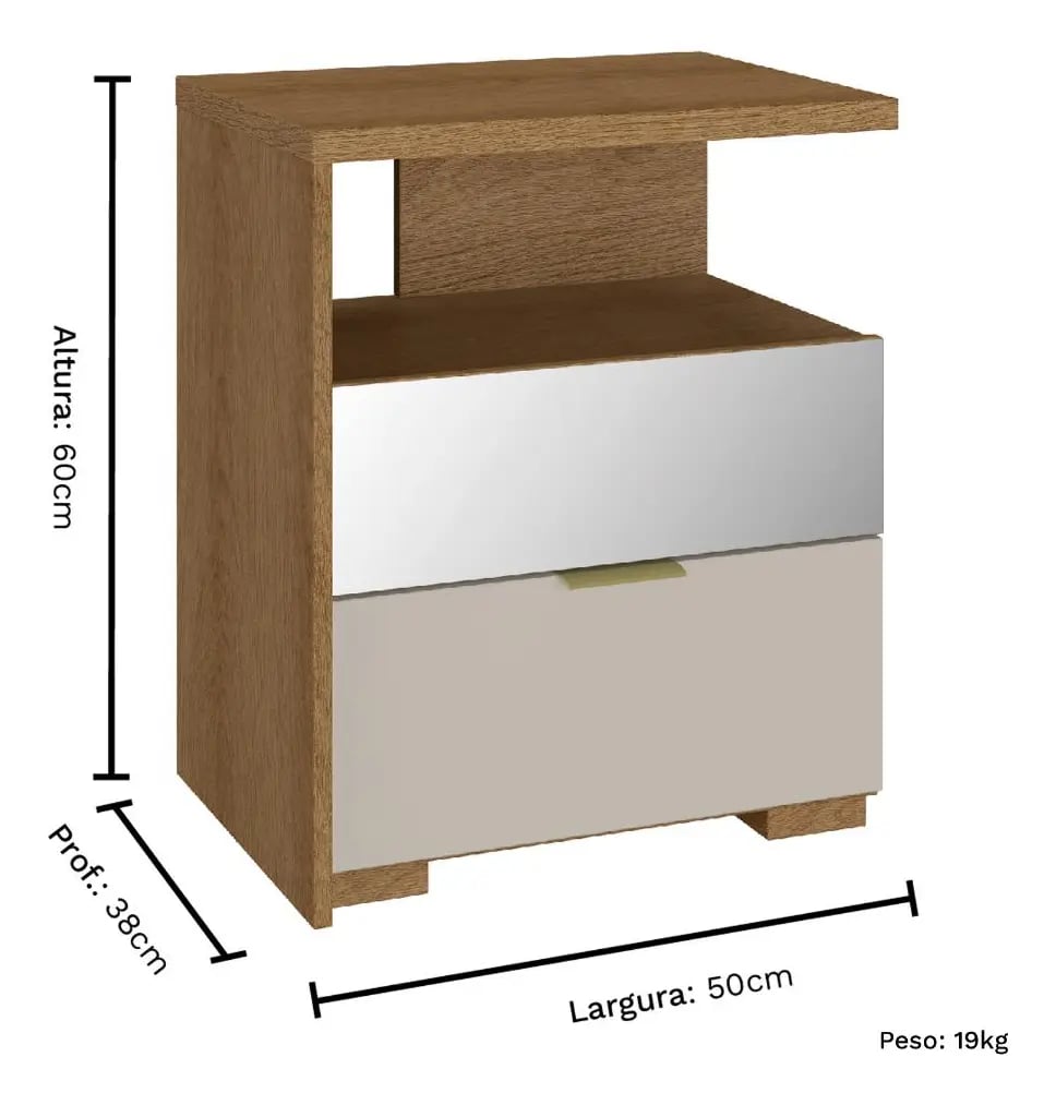 Mesa de Cabeceira Rimo Regência com 2 Gavetas | ELETRO KIT (3)