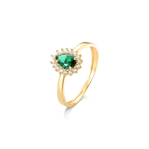 ANEL GOTA VERDE E VOLTA CRAVEJADA EM ZIRCÔNIAS - OURO 18K | Everest Jóias