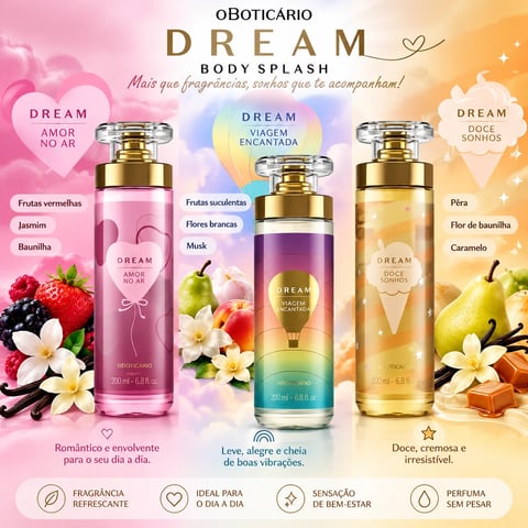 Body splash DREAM 200ml OBoticário | Loja Chrysdape
