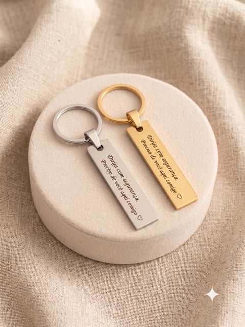 CHAVEIRO RETANGULAR PERSONALIZAVEL AÇO INOX | Like Joias e Acessórios