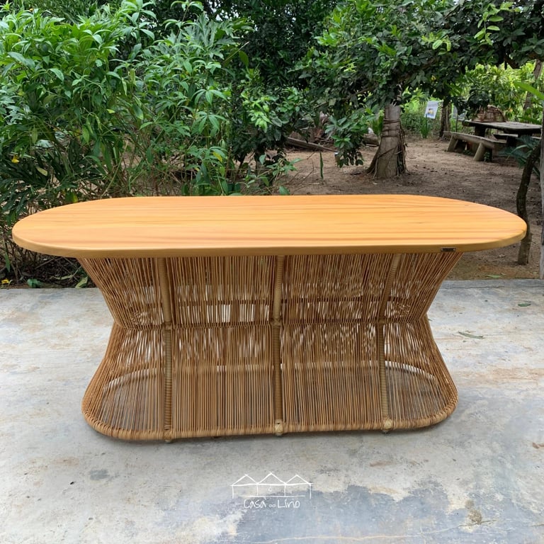 Mesa Donna Oval Com Tampo De Madeira | Casa do Lírio (2)