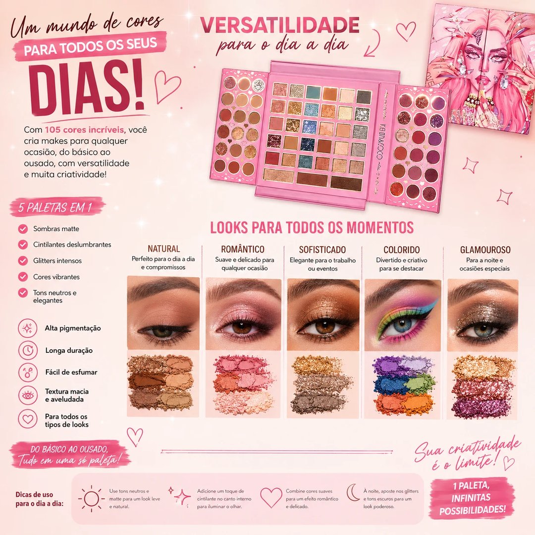 Paleta de Sombras 105 Cores | Loja Chrysdape (2)