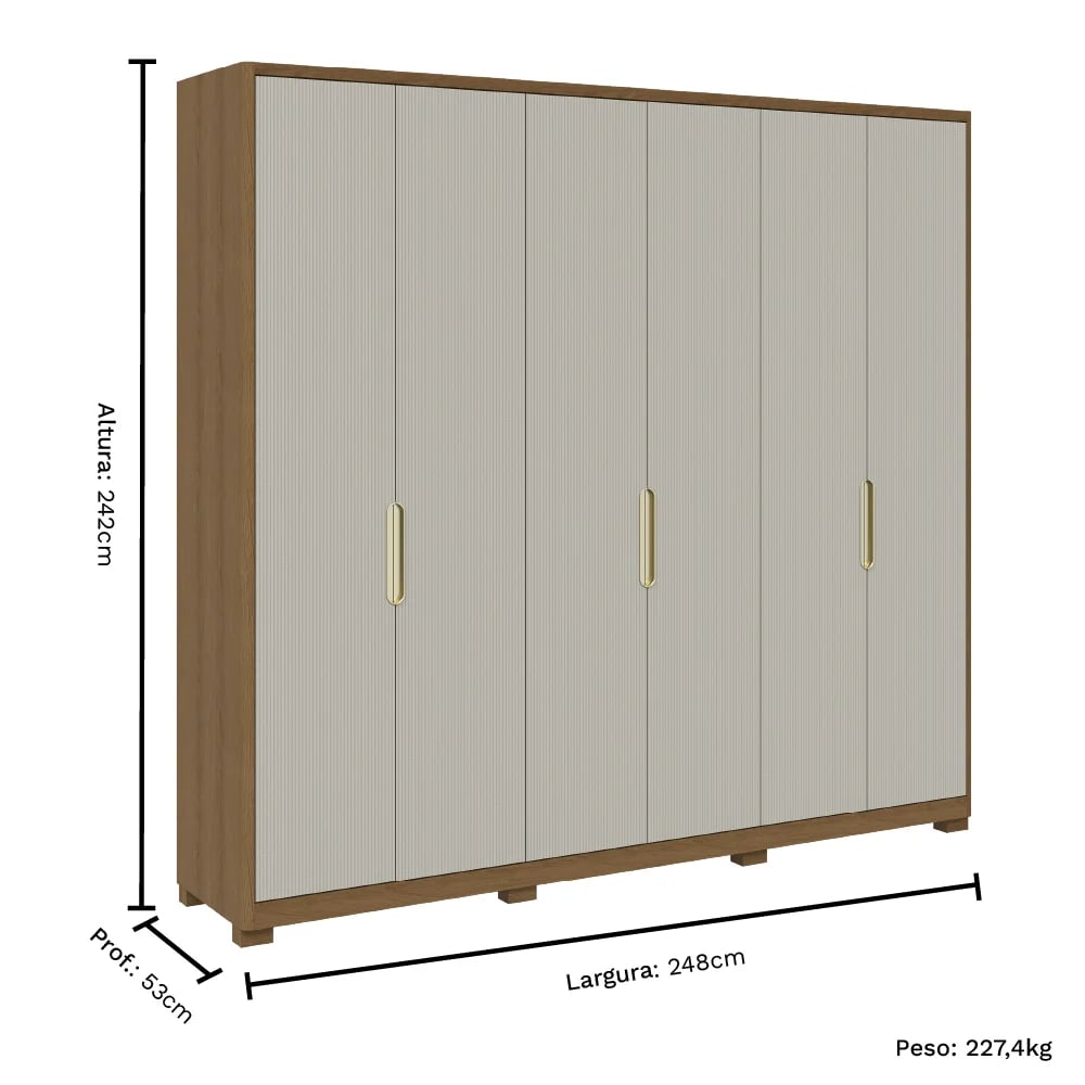 Roupeiro Rimo Terrassa 6 Portas com Pés | ELETRO KIT (3)