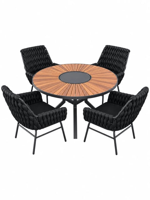 Conjunto de Mesa com centro giratório + 04 Poltronas Las Vegas | Traços e Tramas