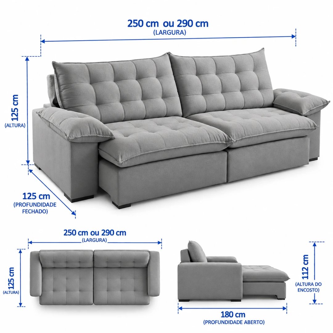 Sofá Maguimóveis Retratil Luxor 1044 | ELETRO KIT (4)