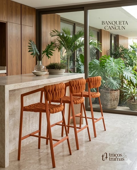 Banqueta Cancún com Braço - Sob Encomenda | Traços e Tramas
