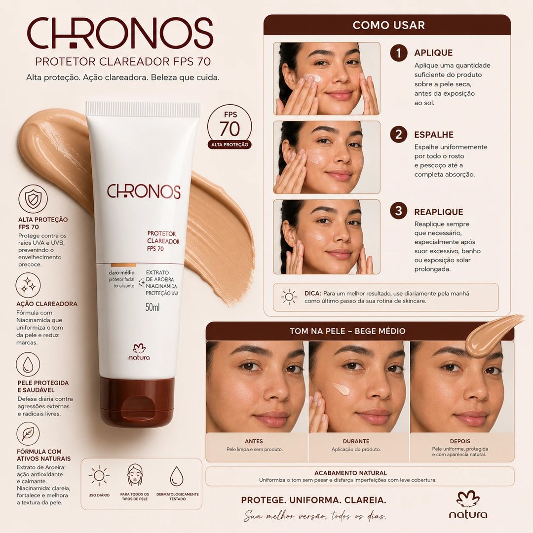 Protetor solar FPS 70 Chronos 50ml | Loja Chrysdape