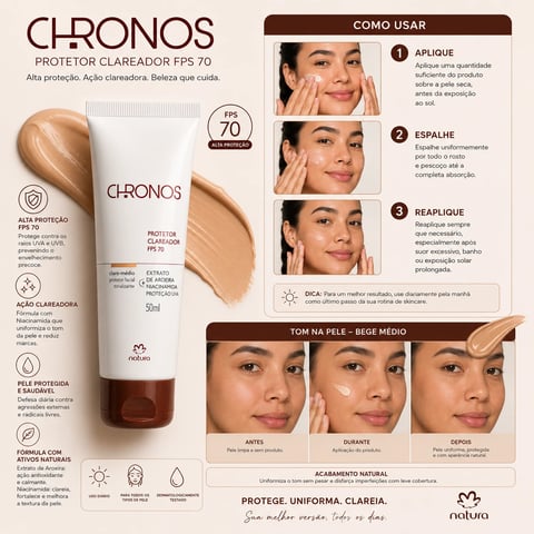 Protetor solar FPS 70 Chronos 50ml | Loja Chrysdape