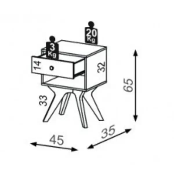 Mesa de Cabeceira Dalla Costa TW47WW com 1 Gaveta | ELETRO KIT (4)