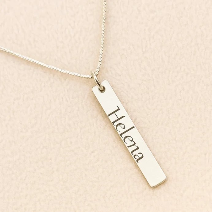 Colar Chapa Retangular M Personalizável - Prata-925 | Like Joias e Acessórios