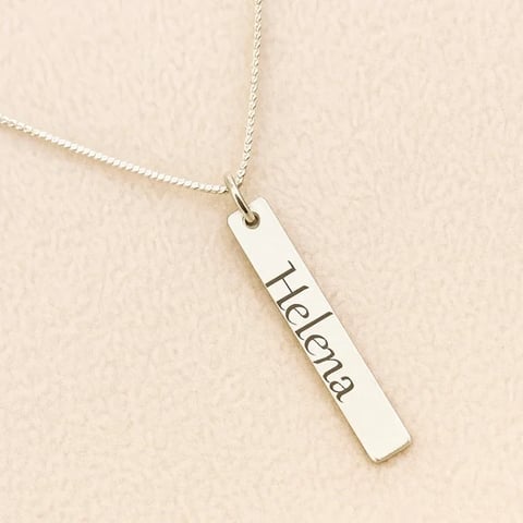 Colar Chapa Retangular M Personalizável - Prata-925 | Like Joias e Acessórios
