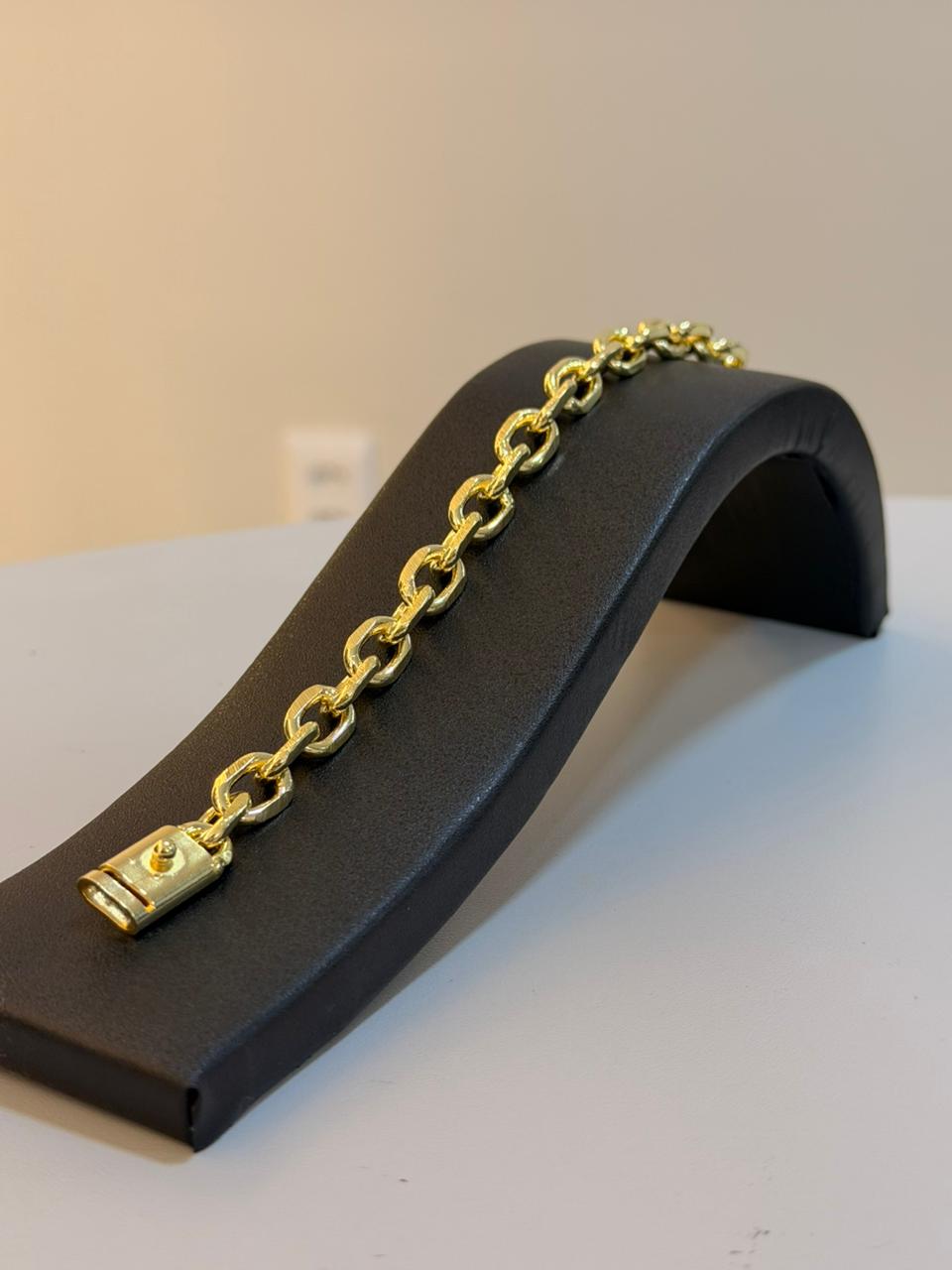 PULSEIRA CADEADO QUINA CURTA DE 8MM | Mafia do Ouro18k (2)