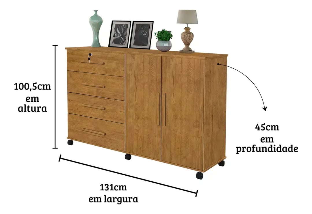 Cômoda São Miguel Bronze com 4 Gavetas 2 portas | ELETRO KIT (2)