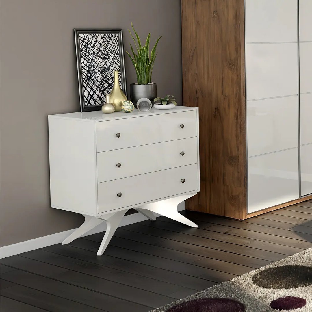 Cômoda Dalla Costa TW37 WW Retro com 3 Gavetas | ELETRO KIT