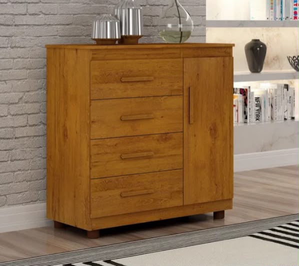 Cômoda Naine Munique com 4 Gavetas 1 Porta | ELETRO KIT