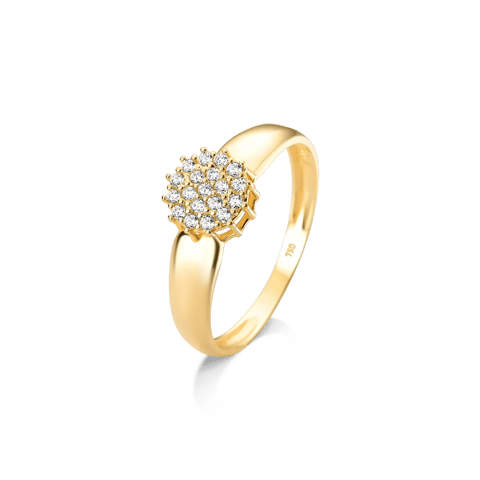 ANEL CHUVEIRO DE FLORZINHA CRAVEJADO ZIRCÔNIAS - OURO 18K | Everest Jóias