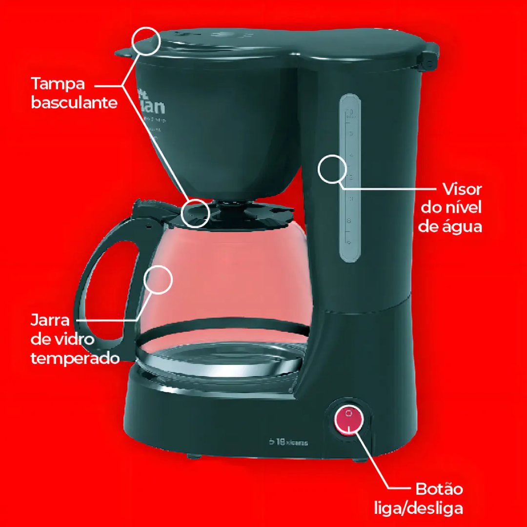 Cafeteira Elétrica 18 Xícaras 650w Preta Cf102 - Kian | Decoralar móveis e eletrodomésticos (4)