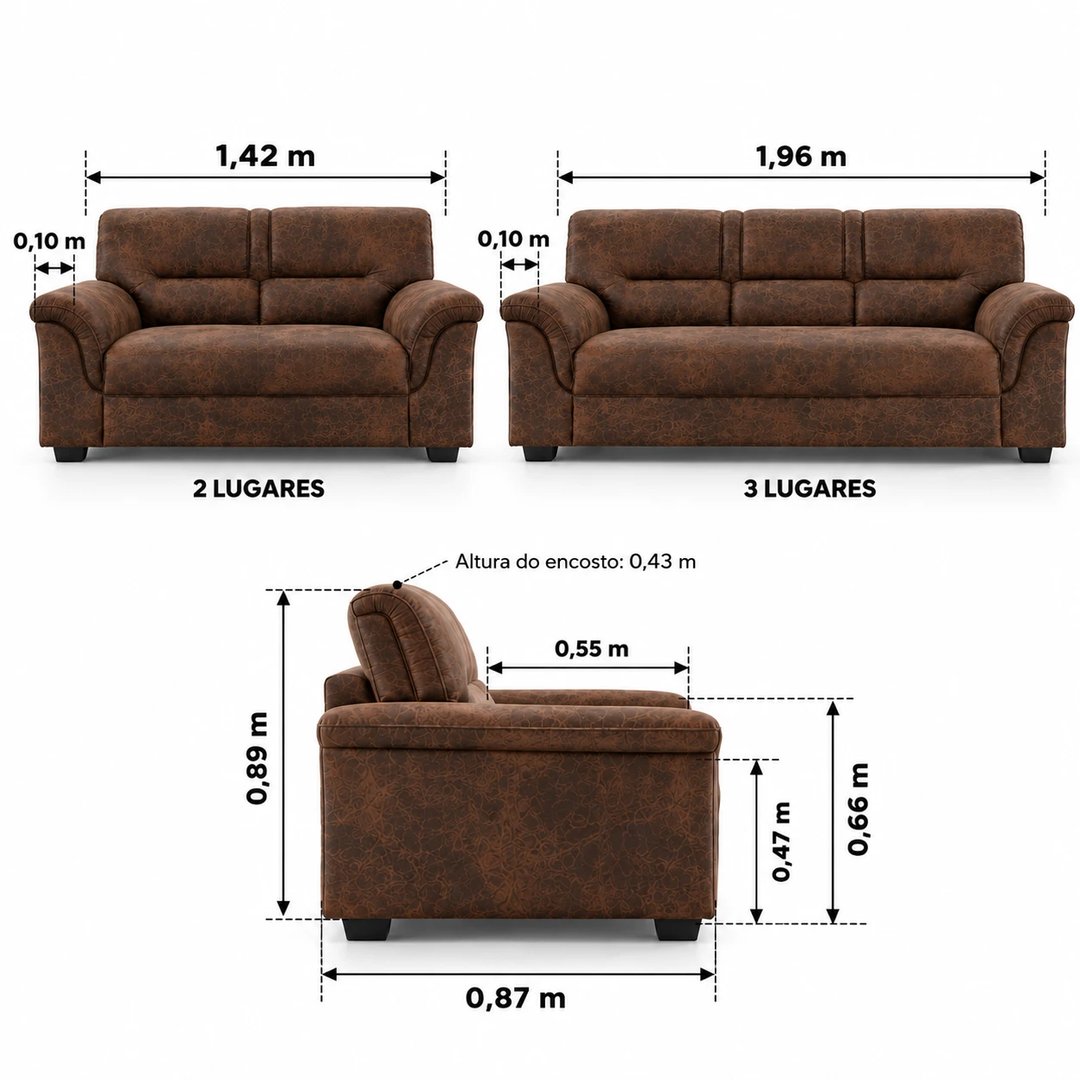 Sofá Plataforma 3 e 2 Lugares MP 260 | ELETRO KIT (3)