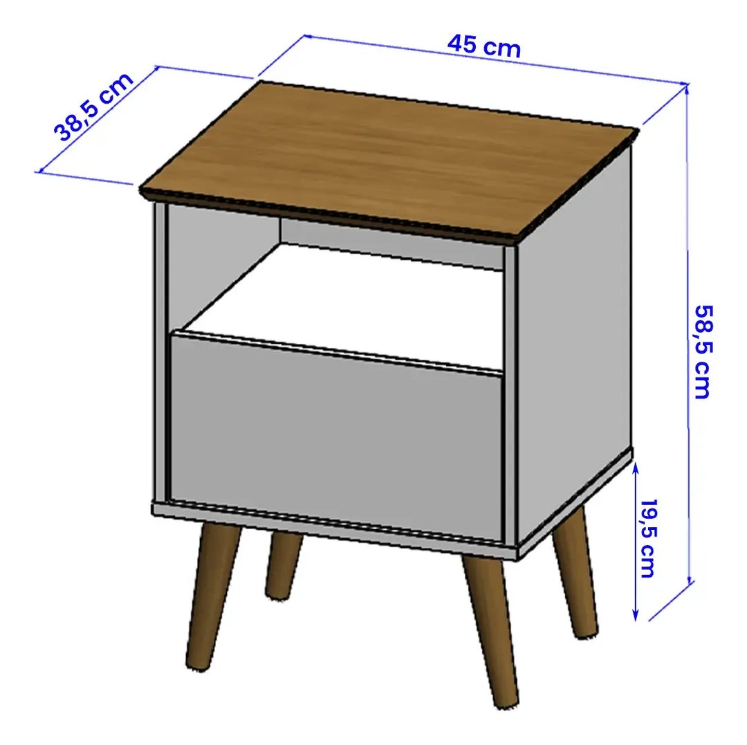 Mesa de Cabeceira Bechara Cancun com 1 Gaveta | ELETRO KIT (2)