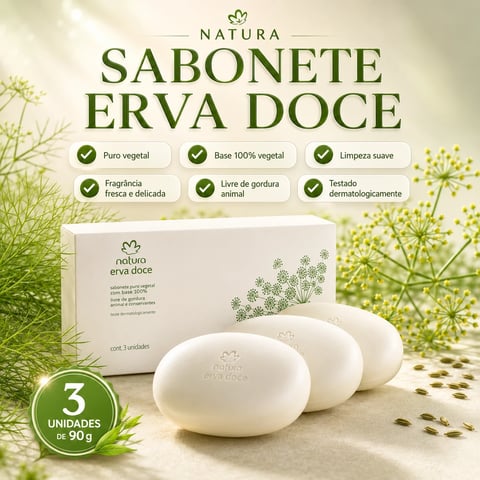 Sabonete ERVA DOCE 03 unids 90g | Loja Chrysdape