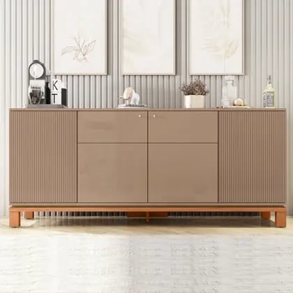 Buffet para Sala de Jantar 4 Portas Mondrian Marrom/Freijó - Caemmun | Decoralar móveis e eletrodomésticos