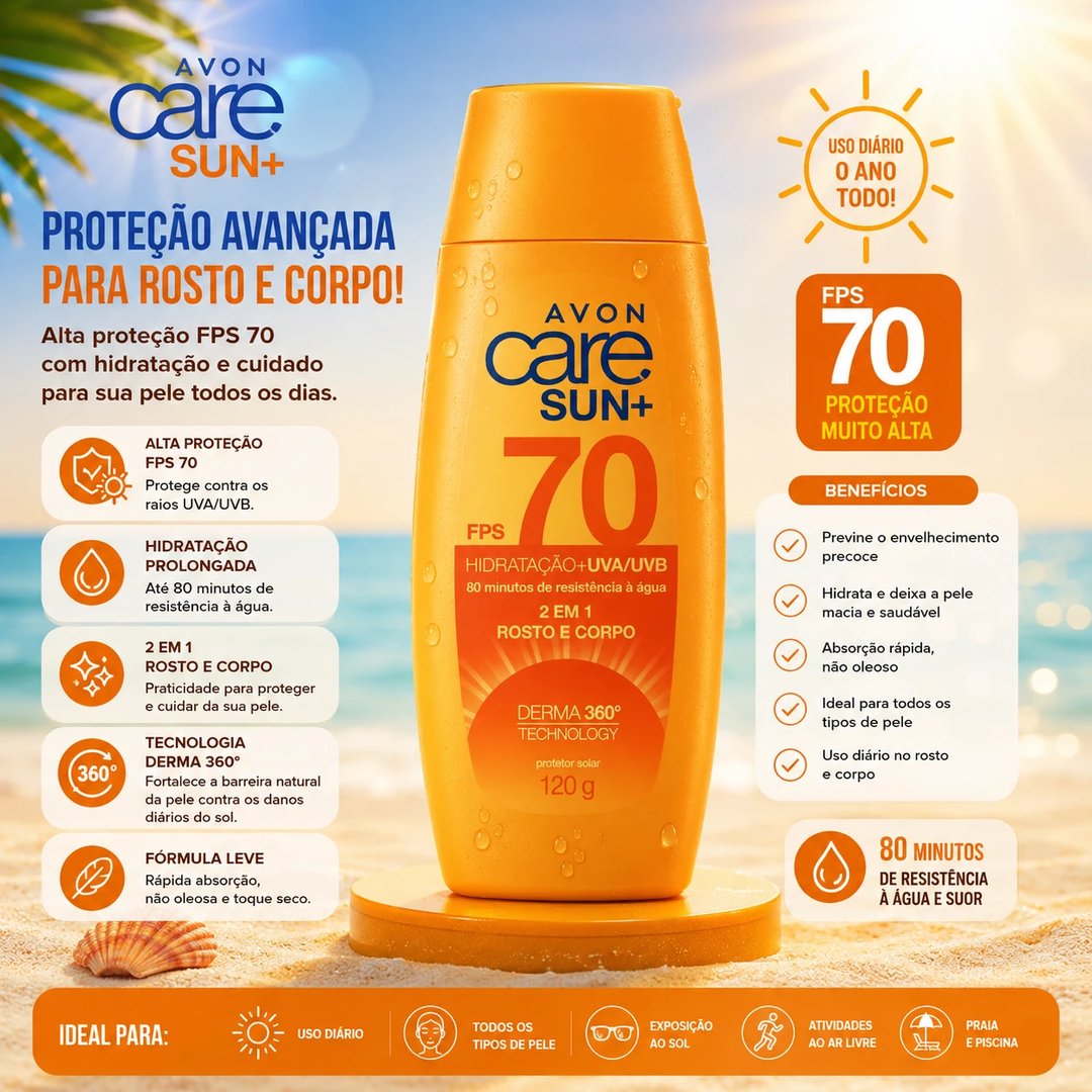 Protetor solar FPS 70 Avon Care 120g | Loja Chrysdape (2)