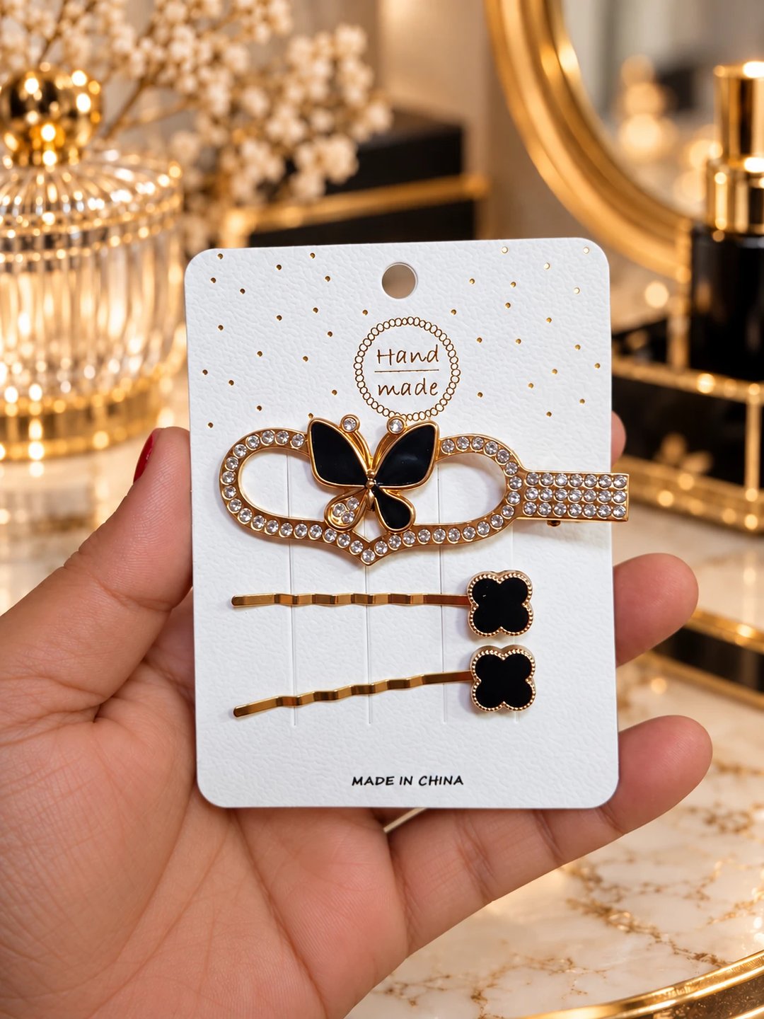 Presilhas douradas e esmaltadas kit com 03unids (03 OPÇÕES) | Loja Chrysdape (3)